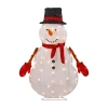 Northlight 32in Lighted 3d Chenille Snowman In Top Hat Christmas Yard Art In White