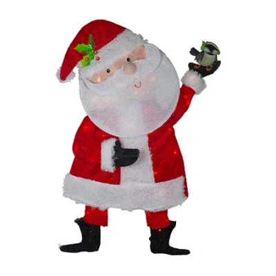 Northlight 32in Lighted Red And White Chenille Santa Christmas Yard Art In Multi