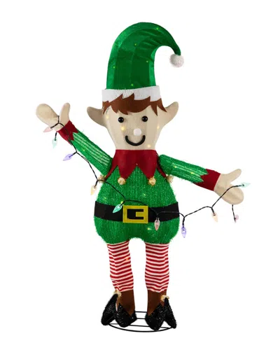 Northlight 34.25in Led Lighted Elf Holding Christmas Lights Outdoor Display In Green