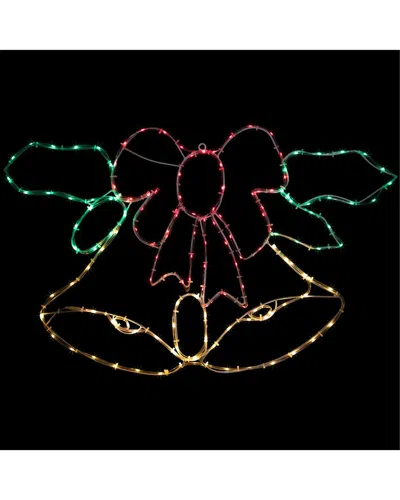 Northlight 34in Lighted Christmas Bell & Bow Window Silhouette In Red
