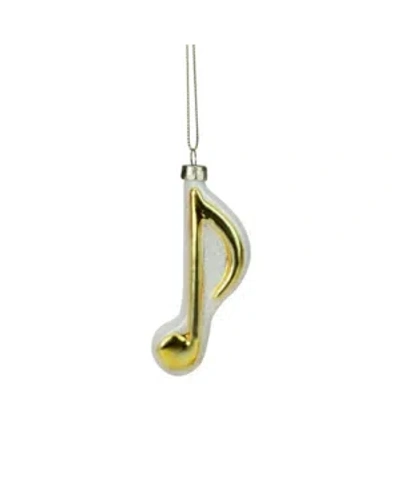Northlight 3.5" Gold And White Sixteenth Note Music Symbol Glass Christmas Ornament