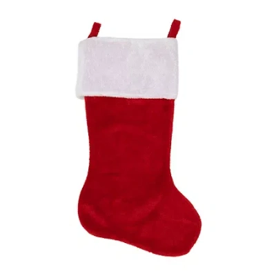 Northlight 35-inch Traditional Red With White Cuff Decorative Plush Christmas Stocking