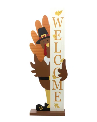 Northlight 35.5in Turkey Welcome Fall Harvest Outdoor Porch Sign In Multi