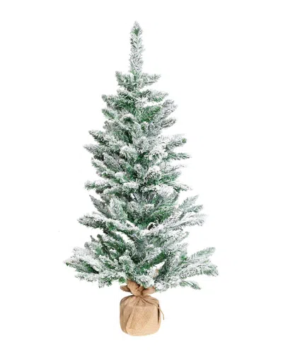 Northlight 3.5ft Frosted Pine Artificial Christmas Tree In Burlap Base In Green