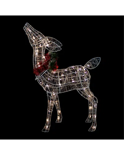Northlight 35in Led Lighted Standing Reindeer With Bow Outdoor Display In White