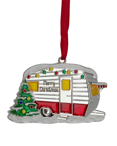 Northlight 3.5in Silver Plated Camper With European Crystals Christmas  Ornament