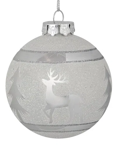 Northlight 3.5in White And Silver Glass Christmas Ball Ornament