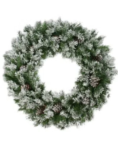 Northlight 36" Flocked Angel Pine With Pine Cones Artificial Christmas Wreath In Green