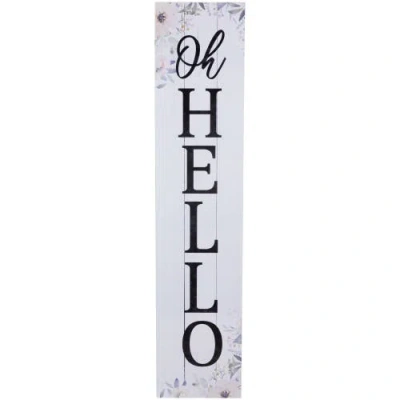 Northlight 36" Floral "oh Hello" Wooden Porch Board Sign Decoration In White
