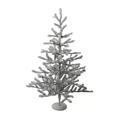 Northlight 36" Green Flocked Alpine Coral 3 Foot Flocked Pine Christmas Tree In White