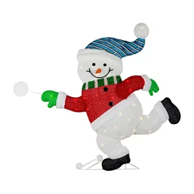 Northlight 36" Lighted Snowman With Snowball Christmas Yard Art In Multi