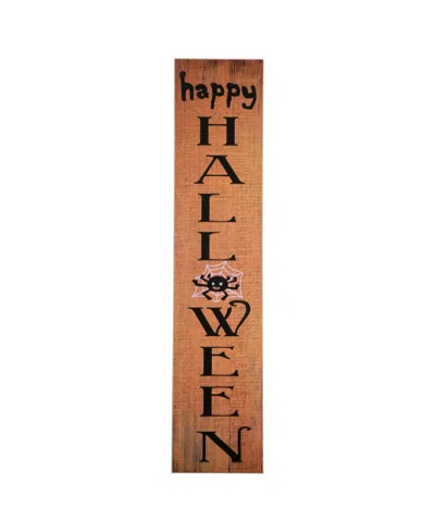 Northlight 36" Orange Happy Halloween With Spider Wooden Porch Board Sign Decoration In Brown