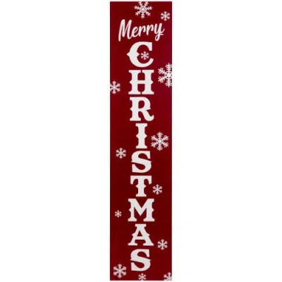 Northlight 36" Red And White "merry Christmas" And Snowflake Porch Board Sign Decoration