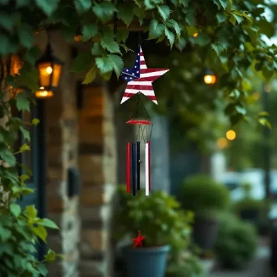 Northlight 36" Stars And Stripes Outdoor Garden Wind Chime In Multi