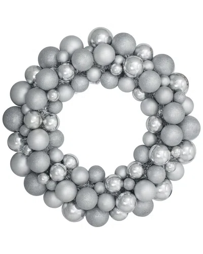 Northlight 36in 3-finish Shatterproof Ball Ornament Christmas Wreath In Silver