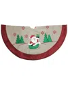 Northlight Burlap Santa Claus In Sleigh Embroidered Christmas Tree Skirt