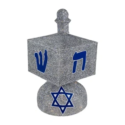 Northlight 37" Led Dreidel Hanukkah Yard Art In Silver