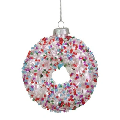 Northlight 3.75" Pink Doughnut With Sprinkles Glass Christmas Ornament
