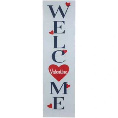 Northlight 38" Welcome Valentine's Day Wooden Porch Board Sign Decoration In White