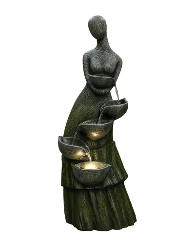 Northlight 39in Lighted Modern Faceless Woman Tiered Outdoor Garden Water Fountain
