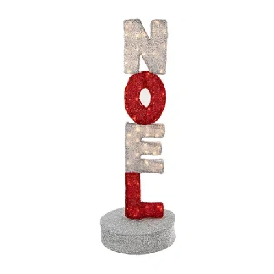Northlight 39in Lighted Red And Silver Noel Sign Christmas Yard Art In Multi