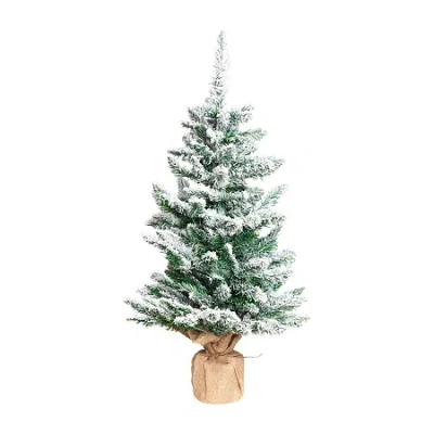 Northlight 3ft Frosted Pine Artificial In Burlap Base 3 Foot Pine Christmas Tree In Green