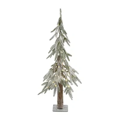 Northlight 3ft Led Battery Operated Flocked Alpine Artificial 3 Foot Pine Christmas Tree In Green