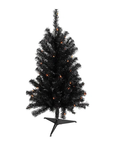 Northlight 3ft Pre-lit Medium Noble Spruce Artificial Halloween Tree In Black
