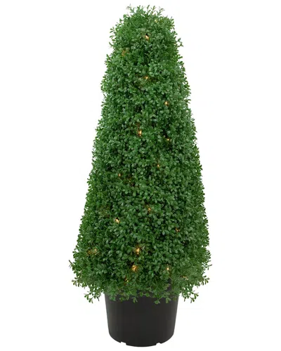 Northlight 3ft Pre-lit Artificial Boxwood Cone Topiary Tree With Round Pot In Green
