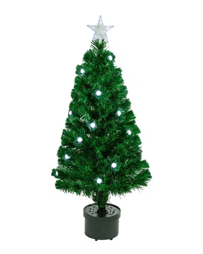 Northlight 3ft Pre-lit Color Changing Fiber Optic Artificial Christmas Tree  With Balls In Green