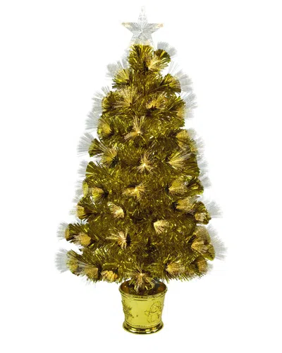 Northlight 3ft Pre-lit Gold Fiber Optic Artificial Christmas Tree - White  Lights