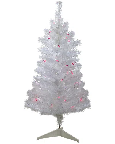 Northlight 3ft Pre-lit White Iridescent Pine Slim Artificial Christmas Tree - Pink Lights