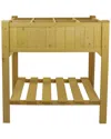Northlight 3ft Wooden Raised Garden Bed Planter Box With Shelf