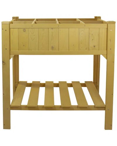 Northlight 3ft Wooden Raised Garden Bed Planter Box With Shelf In Beige