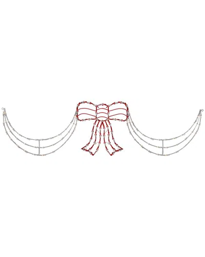 Northlight 3-piece Lighted Red And White Bow And Swag Christmas Decoration