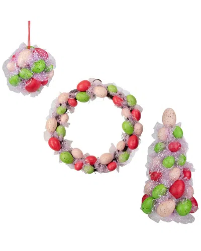 Northlight 3-piece Speckled Easter Egg Tree In Pink