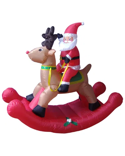Northlight 4' Airblown Inflatable Rocking Reindeer & Santa Lighted Christmas Yard Art Decor