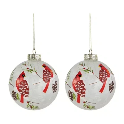 Northlight 4" Cardinal Birds Glass Ball Christmas Ornament In White