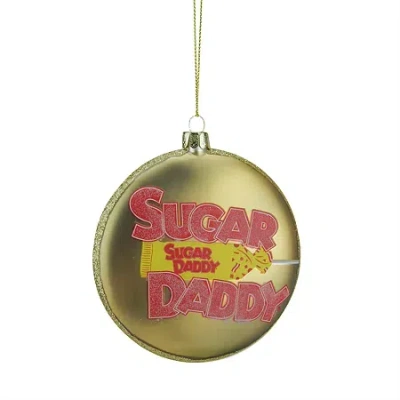 Northlight 4'' Gold And Red ''sugar Daddy'' Milk Caramel Lollipop Christmas Disc Ornament In Multi