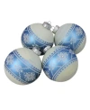 Northlight 4-piece Set Of Silver Glitter Nordic Patterned Glass Ball Christmas Ornaments4" 100mm In Silver