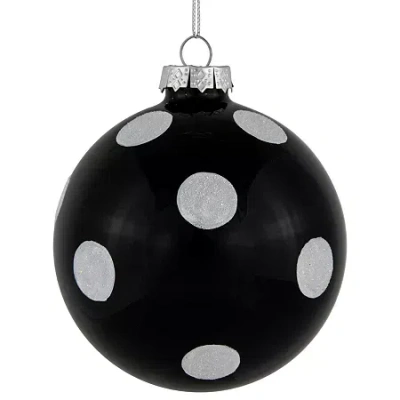Northlight 4" Polka Dot Glass Ball Christmas Ornament In Black