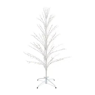 Northlight 4' White Cascade Twig Tree Outdoor Decoration Clear Lights Christmas Yard Art