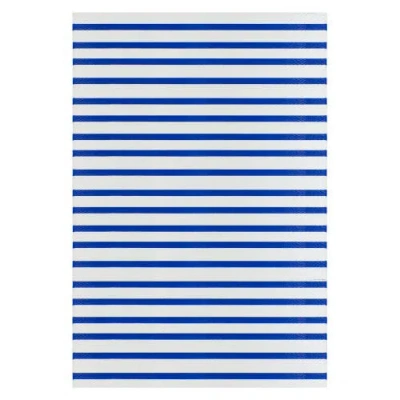 Northlight 4' X 6' Blue And White Striped Rectangular Outdoor Area Rug