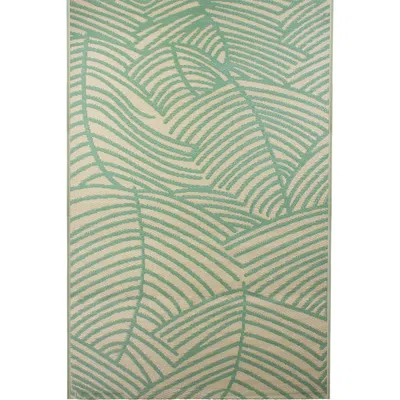 Northlight 4' X 6' Green And Beige Leaf Design Rectangular Outdoor Area Rug