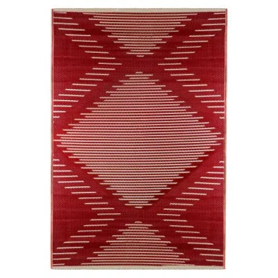 Northlight 4' X 6' Red And Beige Southwestern Pattern Rectangular Outdoor Area Rug