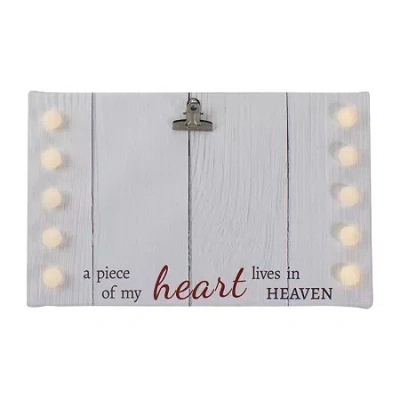 Northlight 4" X 6"led My Heart Lives In Heaven Canvas Photo Clip In White