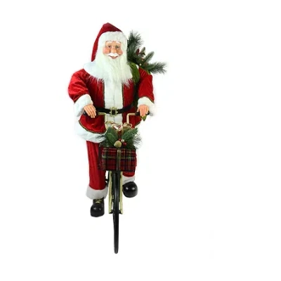 Northlight 42'' Traditional Santa Claus Riding A Bicycle Commercial Christmas Decoration In Multi