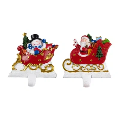 Northlight 4.25" Sleigh 2-pc. Christmas Stocking Holder In Multi