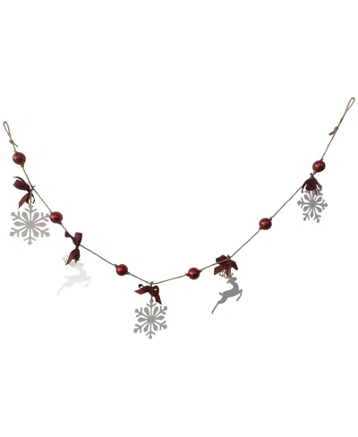 Northlight 4.25' Snowflake And Reindeer Christmas Garland With Ball Ornaments In White