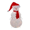 Northlight 42in Lighted 2d Chenille Snowman In Santa Hat Christmas Yard Art In White